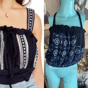 NWT FREE PEOPLE LINEN BOHO CROP TANK Large